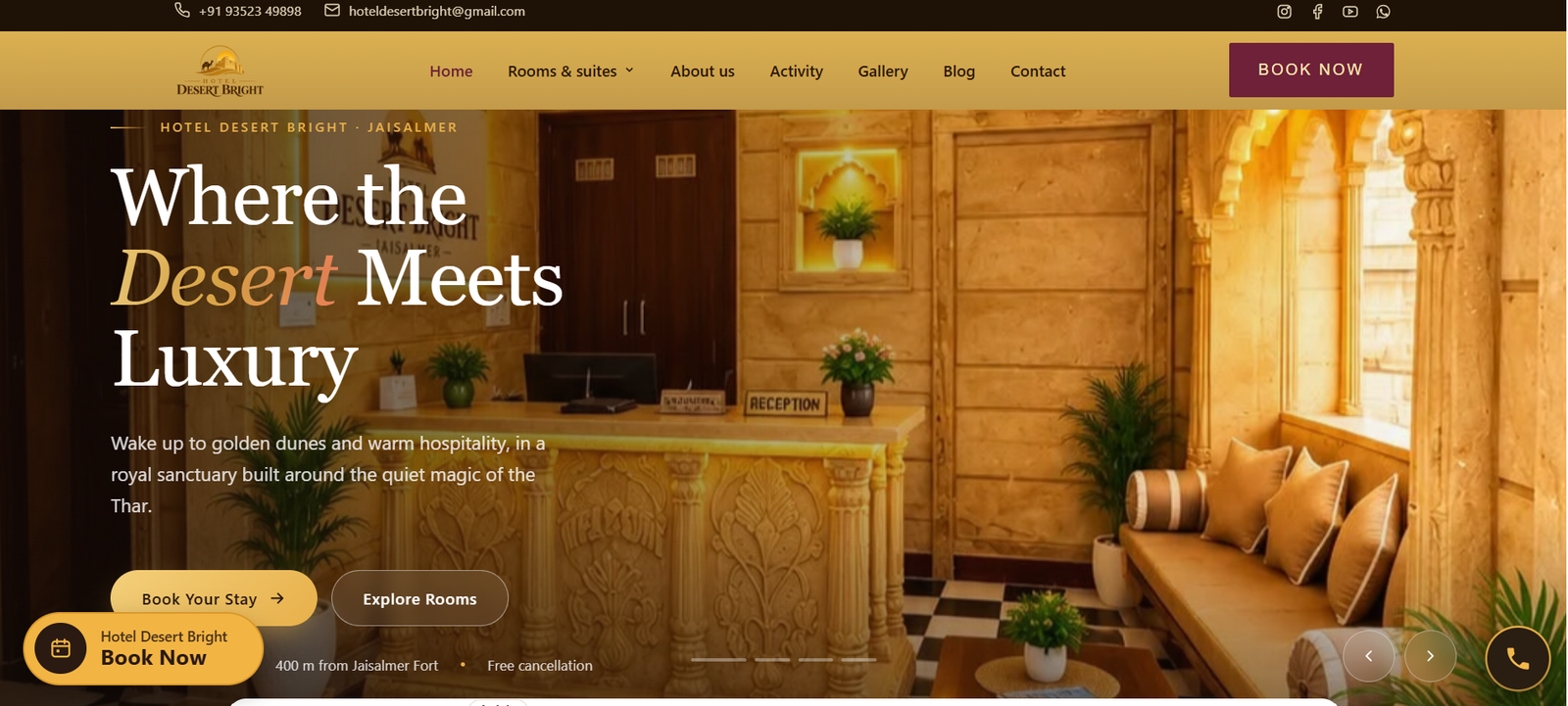 Hotel Desert Bright – Website Development